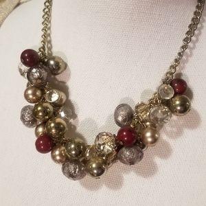 Beautiful gold and burgundy bauble necklace